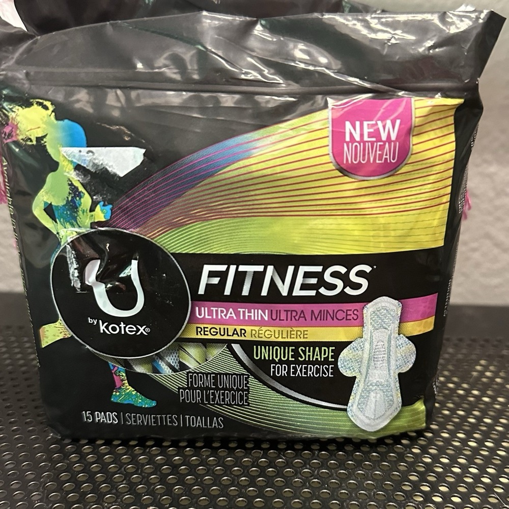 U by Kotex Fitness Ultra Thin Pads with Wings, Regular Absorbency 15 Ct.